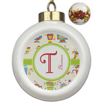 Rocking Robots Ceramic Ball Ornaments - Poinsettia Garland (Personalized)