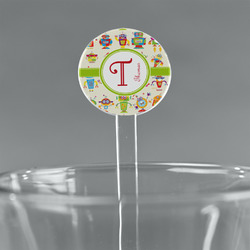 Rocking Robots 7" Round Plastic Stir Sticks - Clear (Personalized)