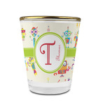 Rocking Robots Glass Shot Glass - 1.5 oz - with Gold Rim - Single (Personalized)