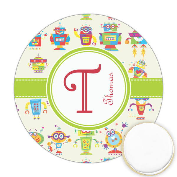 Custom Rocking Robots Printed Cookie Topper - Round (Personalized)