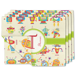 Rocking Robots Double-Sided Linen Placemat - Set of 4 w/ Name and Initial