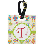 Rocking Robots Plastic Luggage Tag - Square w/ Name and Initial