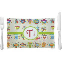 Rocking Robots Glass Rectangular Lunch / Dinner Plate (Personalized)