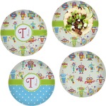 Rocking Robots Set of 4 Glass Lunch / Dinner Plate 10" (Personalized)