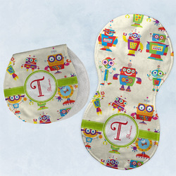 Rocking Robots Burp Pads - Velour - Set of 2 w/ Name and Initial