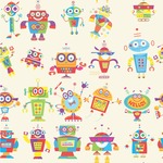 Rocking Robots Wallpaper & Surface Covering (Peel & Stick 24"x 24" Sample)