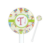 Rocking Robots 5.5" Round Plastic Stir Sticks - White - Single Sided (Personalized)