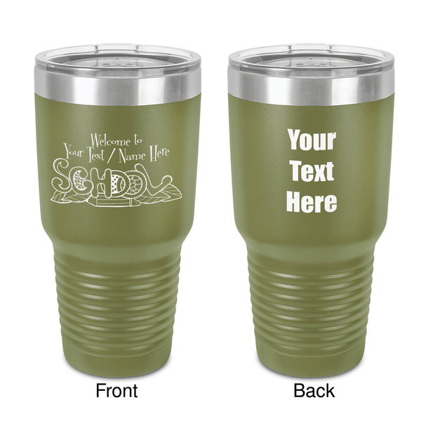 Custom Welcome to School 30 oz Stainless Steel Tumbler - Olive - Double-Sided (Personalized)