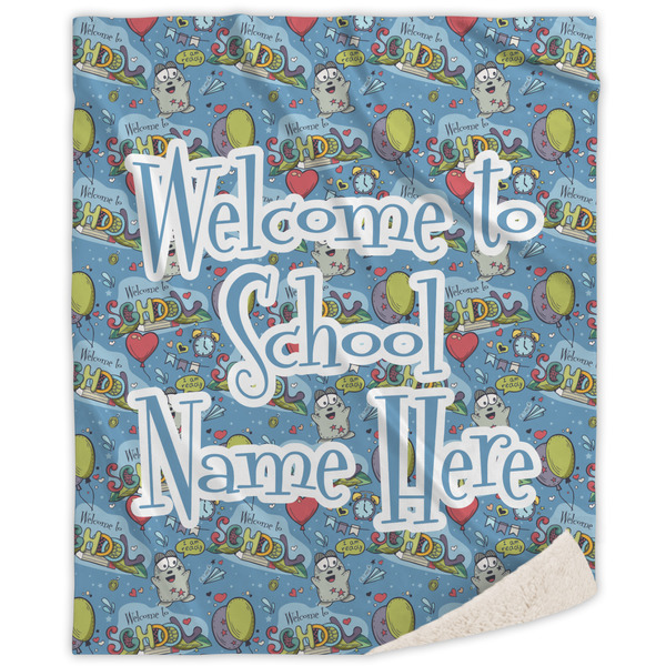 Custom Welcome to School Sherpa Throw Blanket (Personalized)