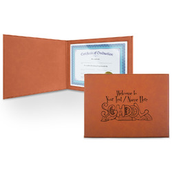 Welcome to School Leatherette Certificate Holder - Front (Personalized)