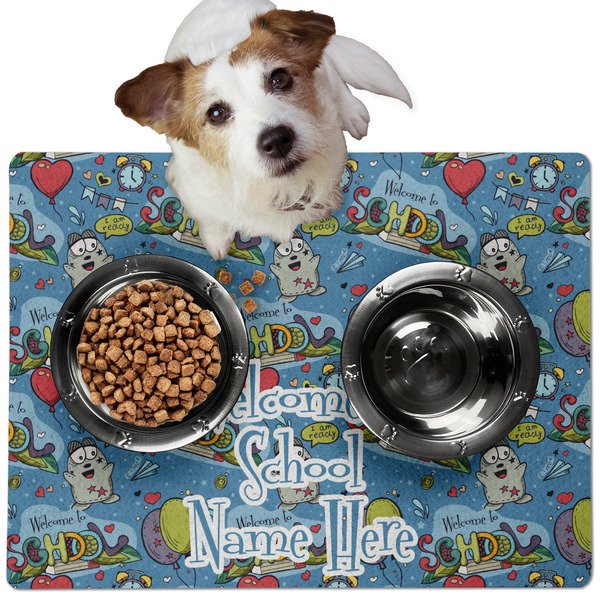 Custom Welcome to School Dog Food Mat - Medium w/ Name or Text