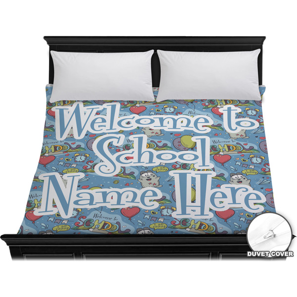 Custom Welcome to School Duvet Cover - King (Personalized)