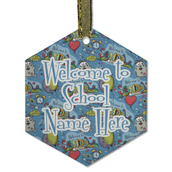 Welcome to School Flat Glass Ornament - Hexagon w/ Name or Text