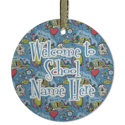 Welcome to School Flat Glass Ornament - Round w/ Name or Text