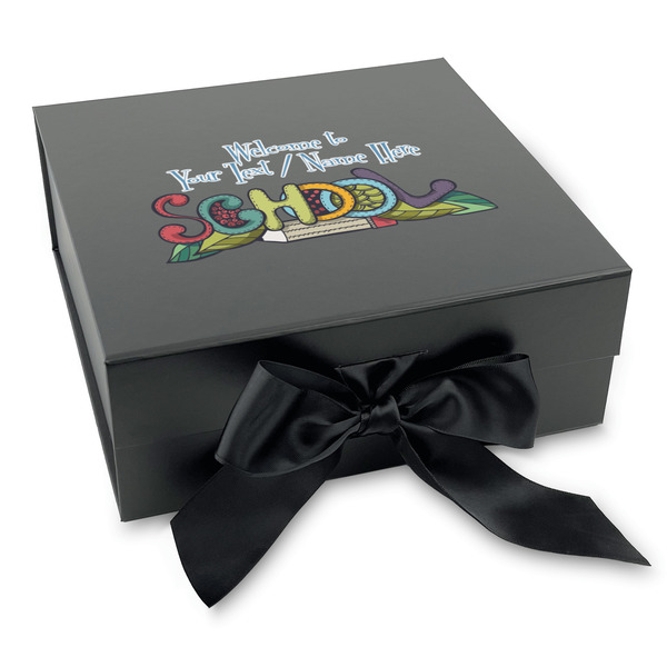 Custom Welcome to School Gift Box with Magnetic Lid - Black (Personalized)
