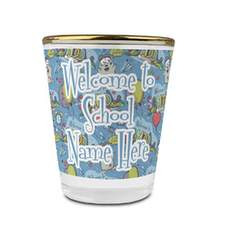 Welcome to School Glass Shot Glass - 1.5 oz - with Gold Rim - Single (Personalized)