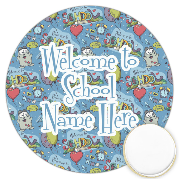 Custom Welcome to School Printed Cookie Topper - 3.25" (Personalized)