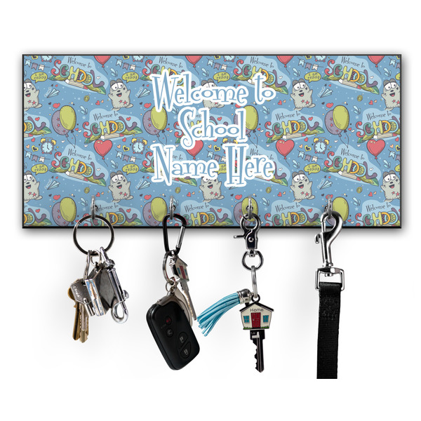 Custom Welcome to School Key Hanger w/ 4 Hooks w/ Name or Text