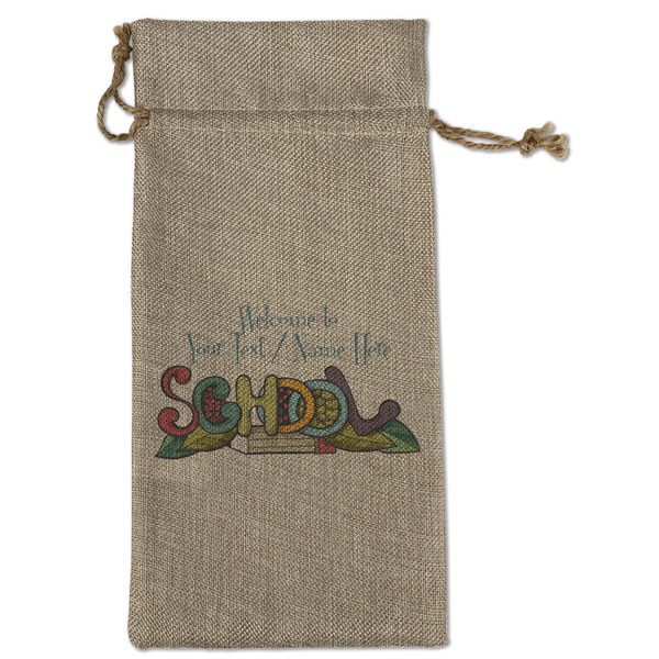 Custom Welcome to School Large Burlap Gift Bag - Front (Personalized)