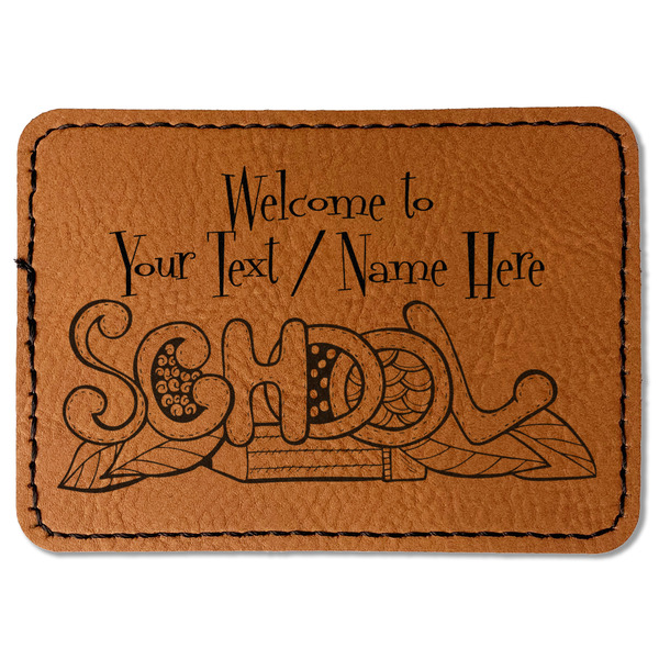 Custom Welcome to School Faux Leather Iron On Patch - Rectangle (Personalized)