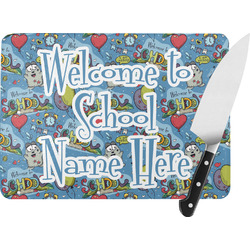 Welcome to School Rectangular Glass Cutting Board - Large - 15.25"x11.25" w/ Name or Text