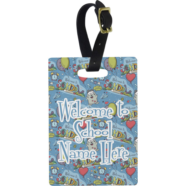 Custom Welcome to School Plastic Luggage Tag - Rectangular w/ Name or Text