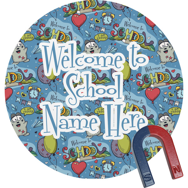 Custom Welcome to School Round Fridge Magnet (Personalized)