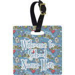 Welcome to School Plastic Luggage Tag - Square w/ Name or Text