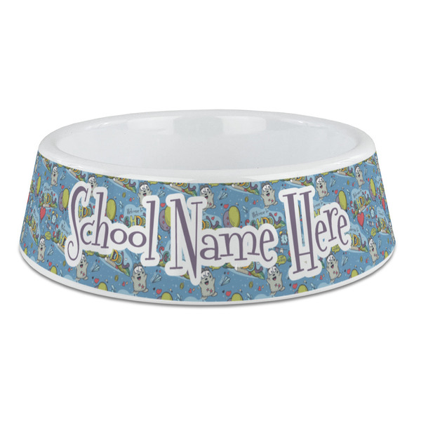 Custom Welcome to School Plastic Dog Bowl - Large (Personalized)