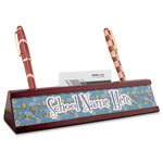 Welcome to School Red Mahogany Nameplate with Business Card Holder (Personalized)