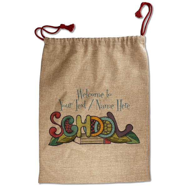 Custom Welcome to School Santa Sack - Front (Personalized)