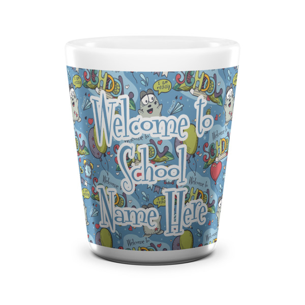 Custom Welcome to School Ceramic Shot Glass - 1.5 oz - White - Single (Personalized)