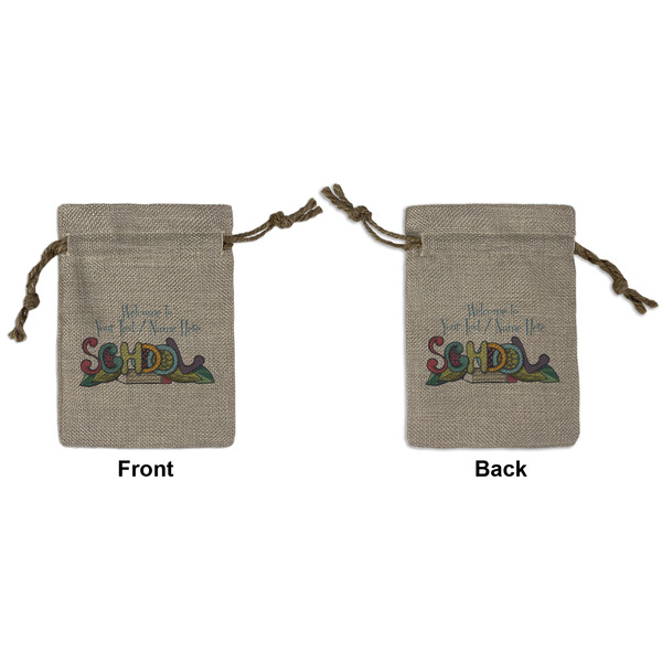 Custom Welcome to School Small Burlap Gift Bag - Front & Back (Personalized)