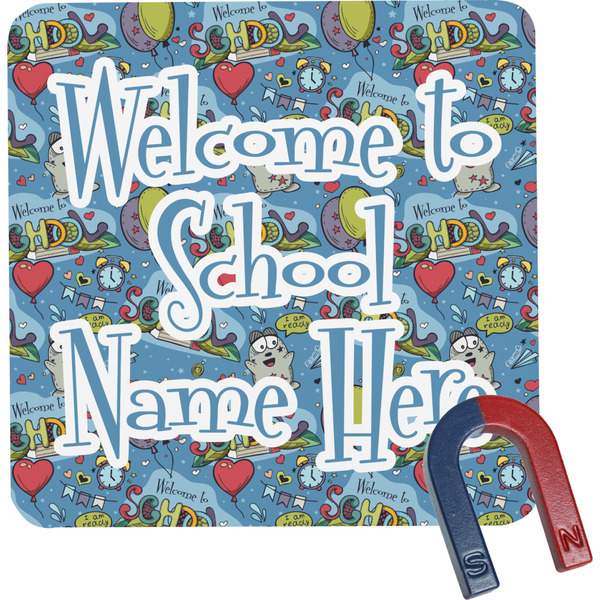Custom Welcome to School Square Fridge Magnet (Personalized)