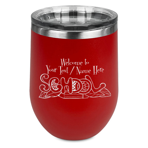 Custom Welcome to School Stemless Stainless Steel Wine Tumbler - Red - Double Sided (Personalized)