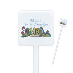 Welcome to School Square Plastic Stir Sticks - Double Sided (Personalized)