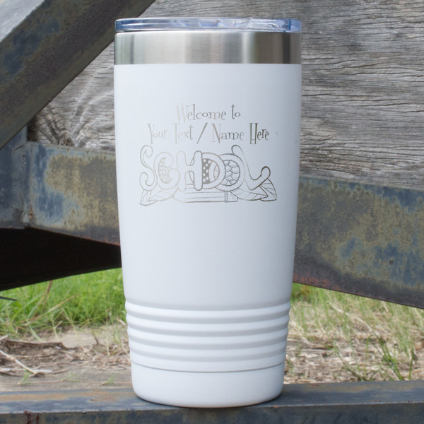 Custom Welcome to School 20 oz Stainless Steel Tumbler - White - Double Sided (Personalized)