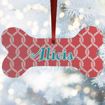 Linked Rope Ceramic Dog Ornament w/ Name and Initial