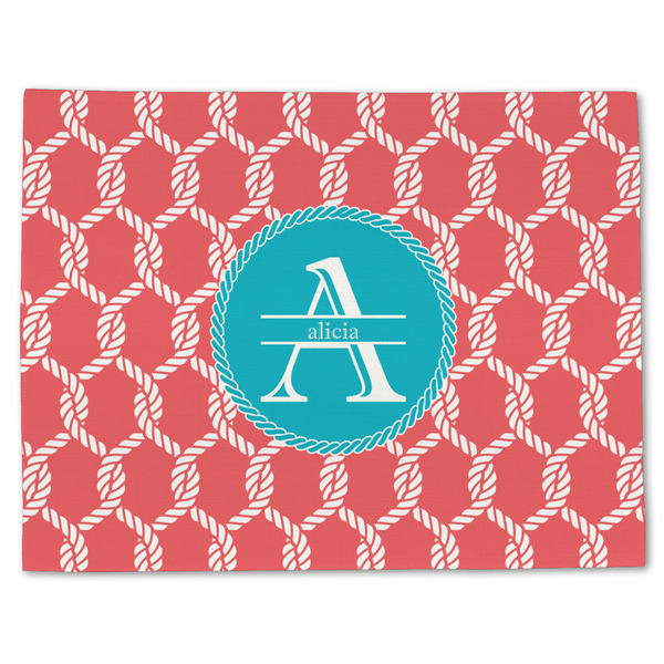 Custom Linked Rope Single-Sided Linen Placemat - Single w/ Name and Initial