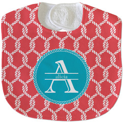 Linked Rope Velour Baby Bib w/ Name and Initial