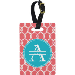 Linked Rope Plastic Luggage Tag - Rectangular w/ Name and Initial