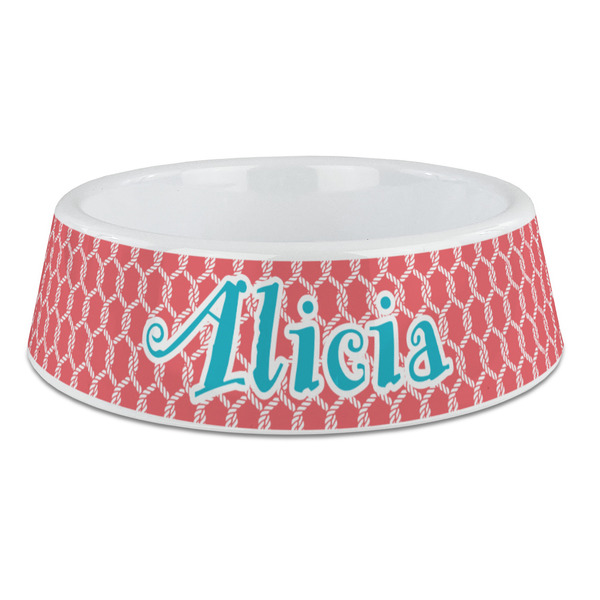 Custom Linked Rope Plastic Dog Bowl - Large (Personalized)