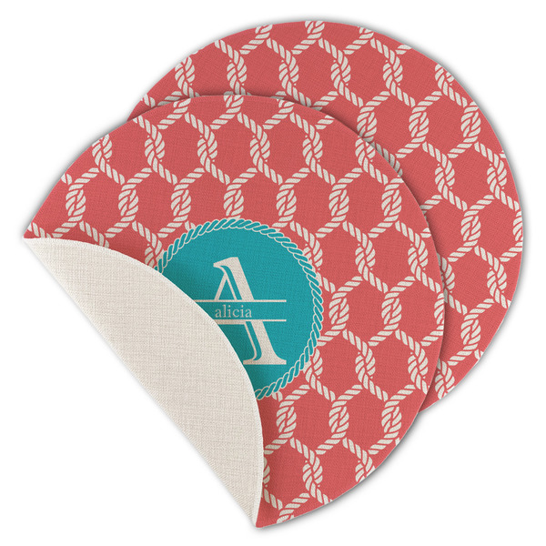 Custom Linked Rope Round Linen Placemat - Single Sided - Set of 4 (Personalized)