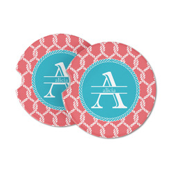 Linked Rope Sandstone Car Coasters - Set of 2 (Personalized)