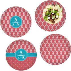 Linked Rope Set of 4 Glass Lunch / Dinner Plate 10" (Personalized)