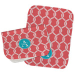 Linked Rope Burp Cloths - Fleece - Set of 2 w/ Name and Initial