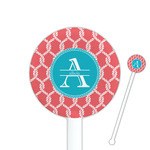 Linked Rope 5.5" Round Plastic Stir Sticks - White - Double Sided (Personalized)