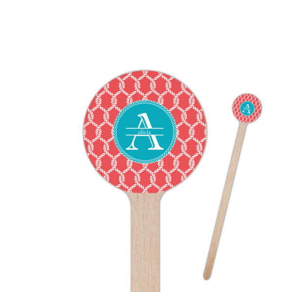 Custom Linked Rope 7.5" Round Wooden Stir Sticks - Double Sided (Personalized)