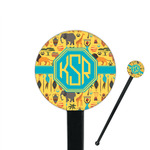 African Safari 7" Round Plastic Stir Sticks - Black - Single Sided (Personalized)