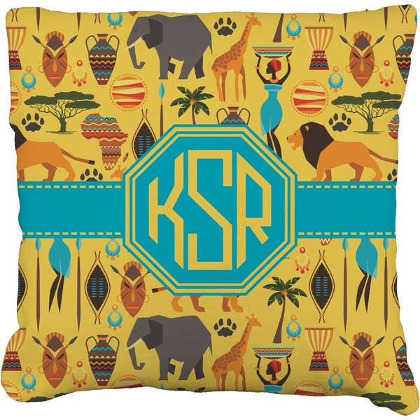 Custom African Safari Faux-Linen Throw Pillow 18" (Personalized)